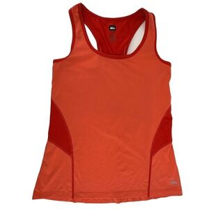 REI Co Op Tank Top Womens Small Orange Racerback Mesh Running Workout Shirt